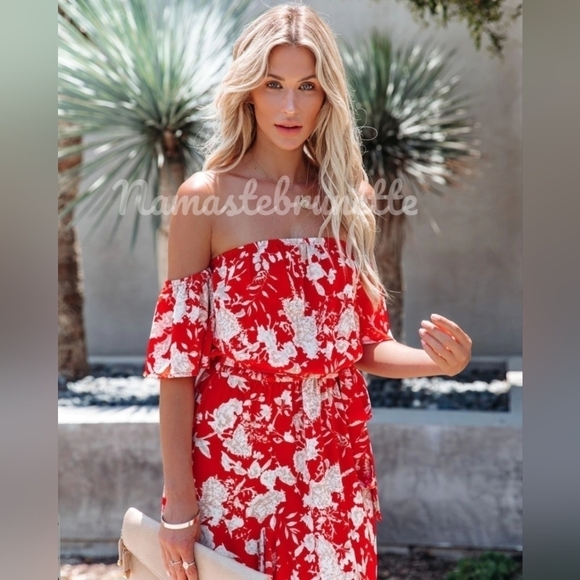 Floral High Low Off The Shoulder Maxi Dress - Picture 3 of 11